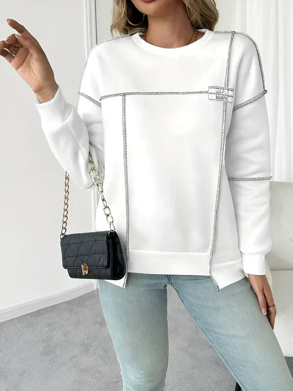 Ottilie - asymmetric ribbed sweatshirt with hood for women