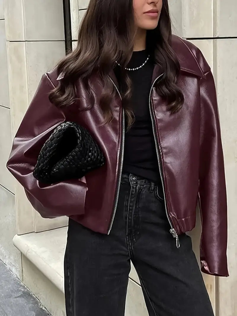 Cassidy - stylish, oversized leather jacket