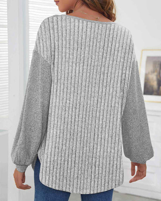 Casual top with ribbed stripes