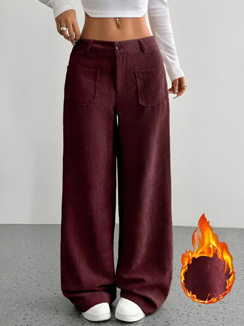 Sibille - casual trousers of corduroy with white pijpen