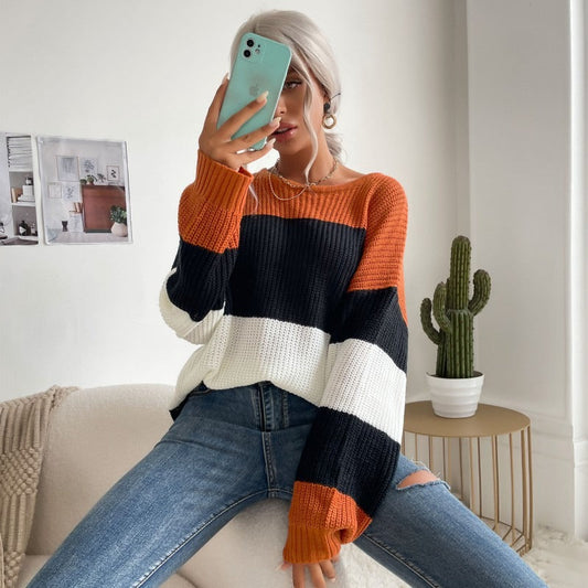 Natasha - knitted sweater with colored stripes