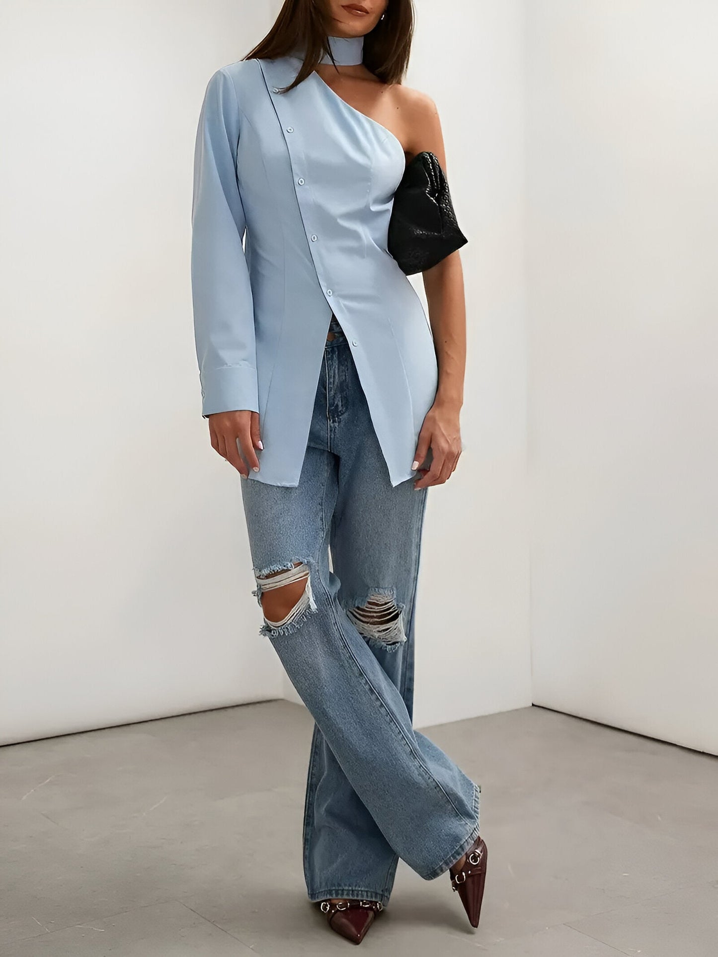 Mahenyld | elegant women's one-shoulder long-sleeved shirt