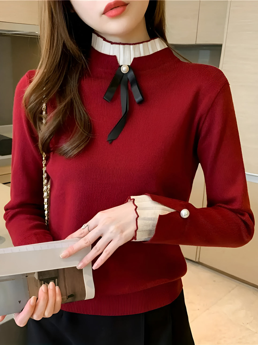 Jamin - comfortable patchwork knit top