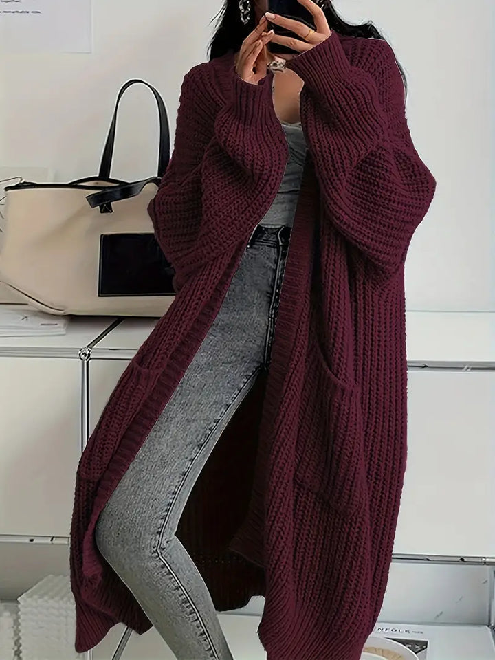 Jasmin - long winter knitted cardigan