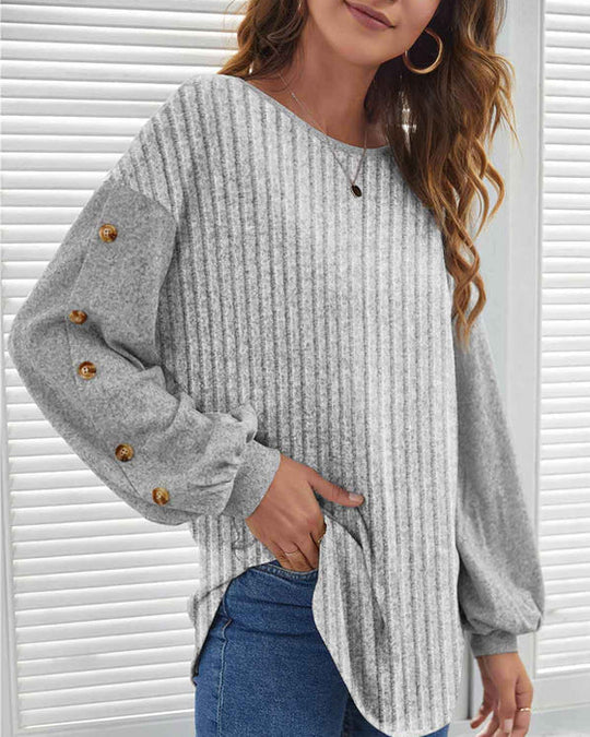 Casual top with ribbed stripes