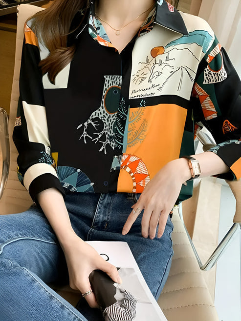 Jaslyn - vintage-inspired blouse with print