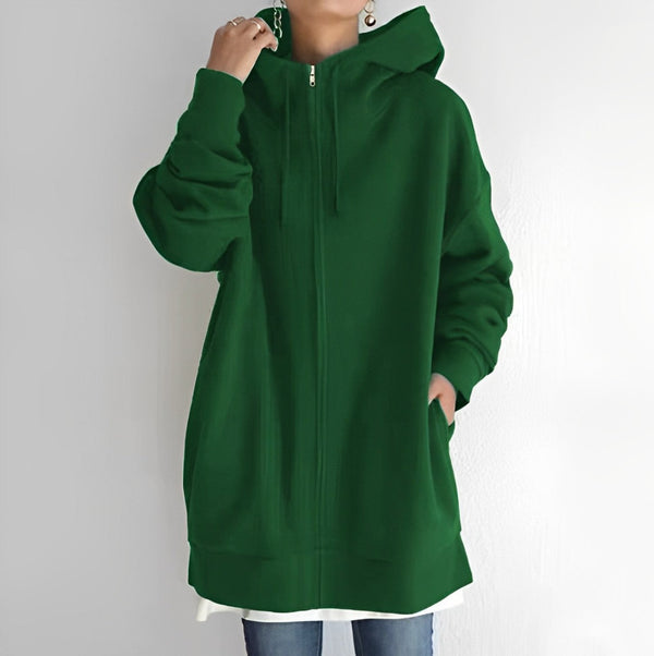 Kerenza - cozy fleece sweater with hood and zipper