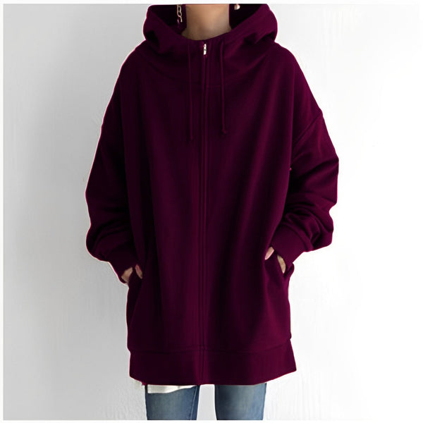 Kerenza - cozy fleece sweater with hood and zipper