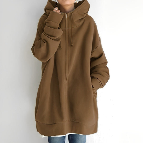 Kerenza - cozy fleece sweater with hood and zipper