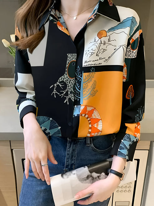 Jaslyn - vintage-inspired blouse with print