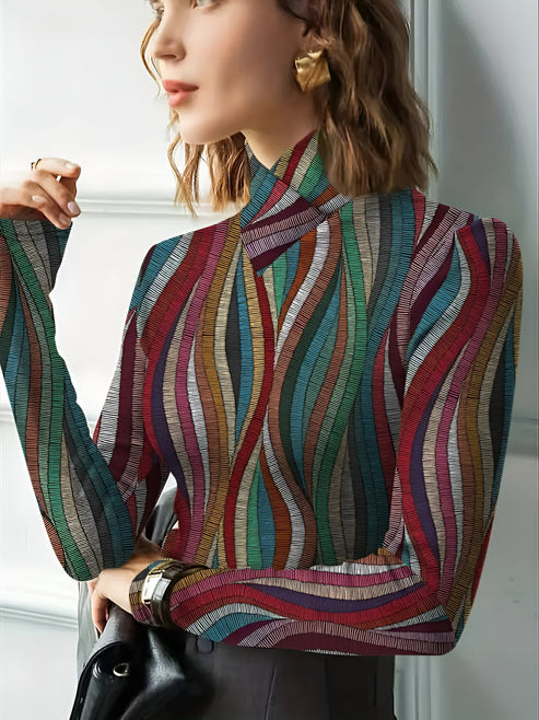 Iosefina - chic colored striped turtleneck shirt