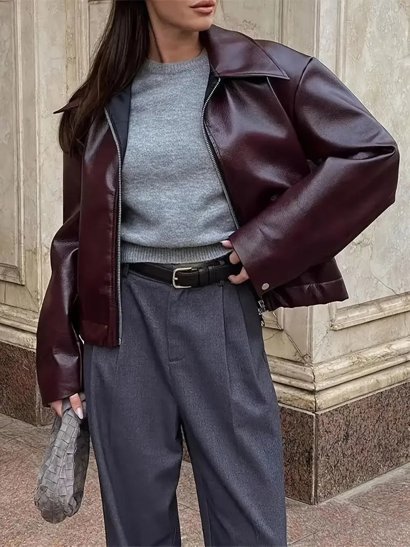 Cassidy - stylish, oversized leather jacket
