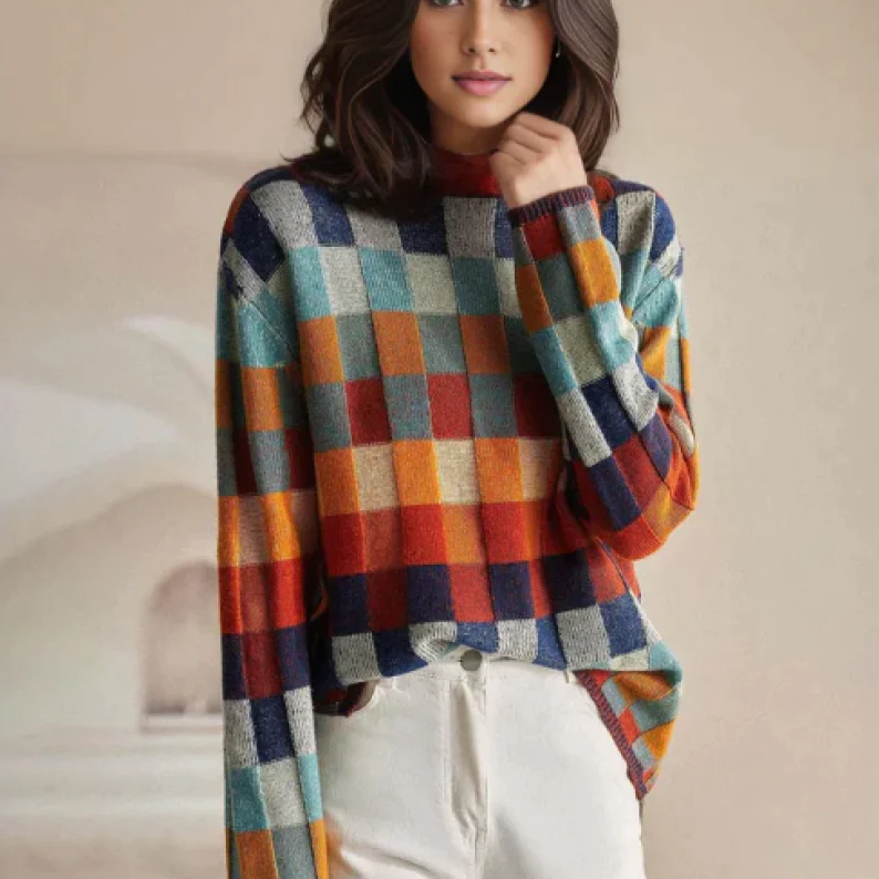 Checkered sweater for ladies