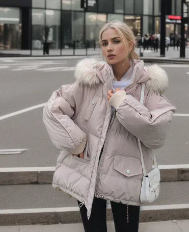 Winter coat with hood made of faux fur - Maxinne