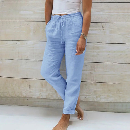 【Cotton and linen】Casual straight-cut trousers