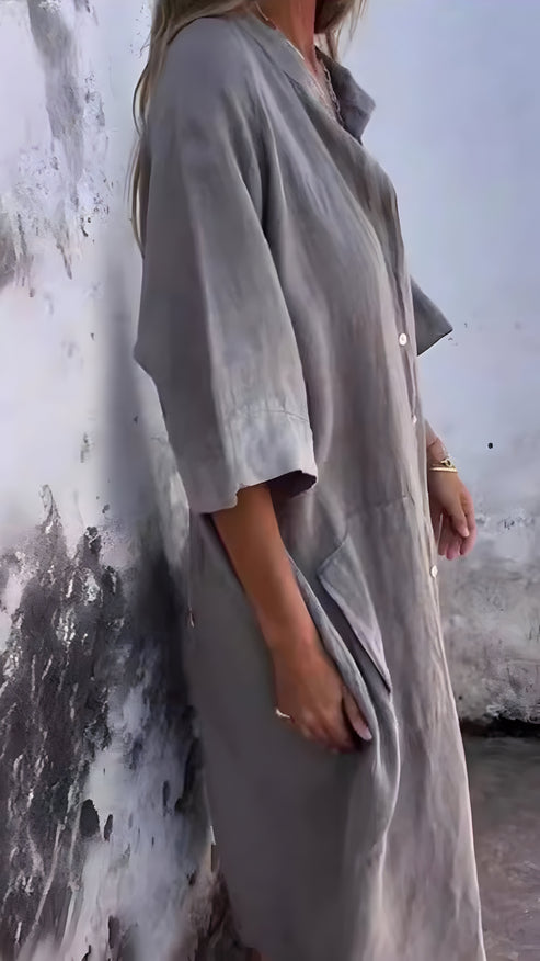 Solène - wide, casual dress with half sleeves