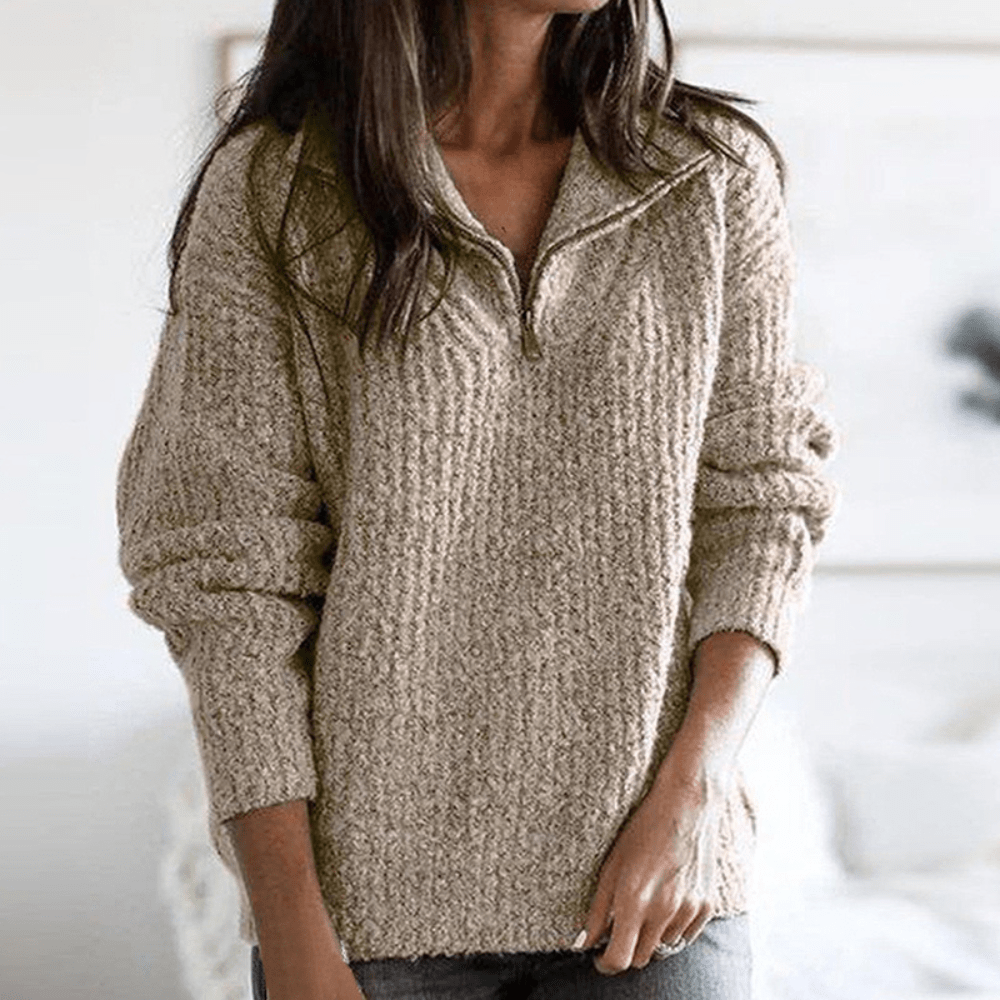 Ramona - knitted half zip sweater for women