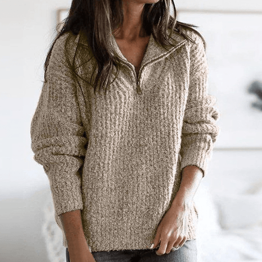 Ramona - knitted half zip sweater for women