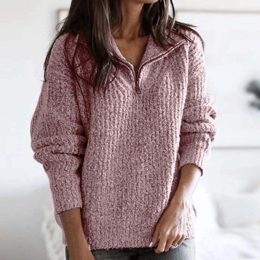 Ramona - knitted half zip sweater for women