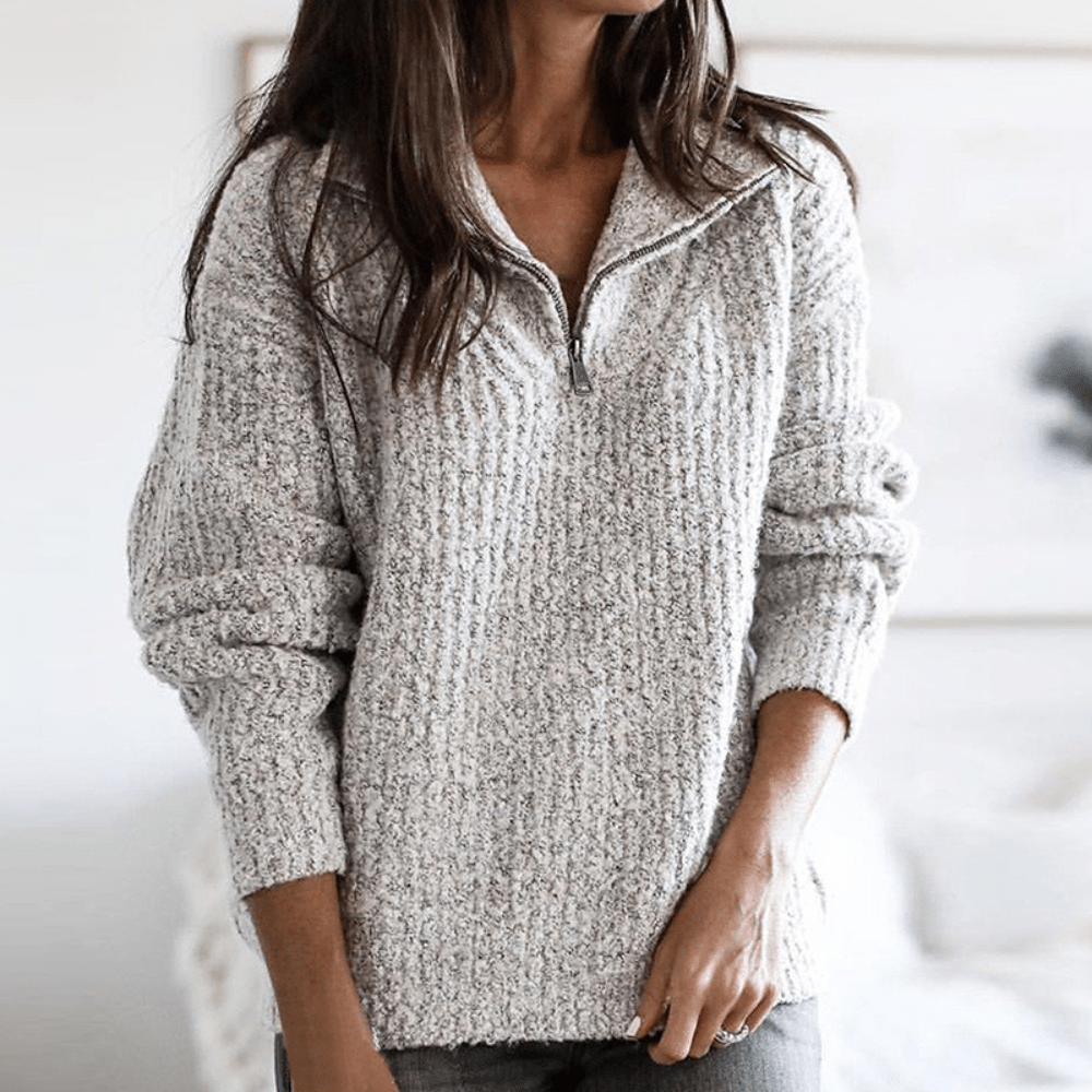 Ramona - knitted half zip sweater for women