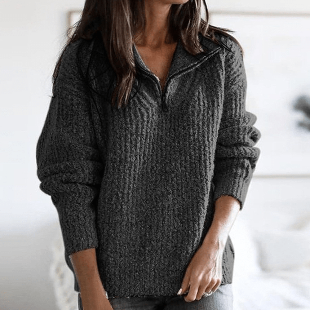 Ramona - knitted half zip sweater for women