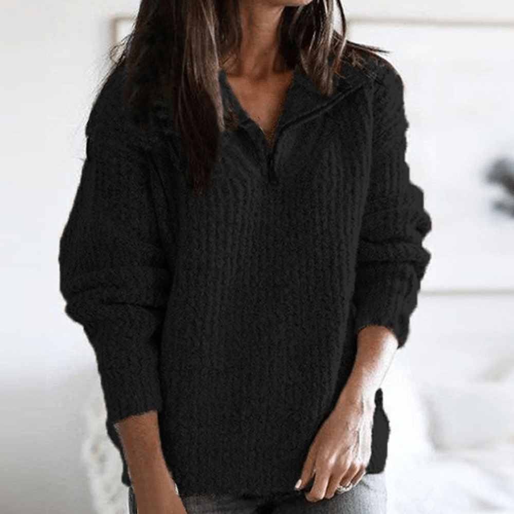 Ramona - knitted half zip sweater for women