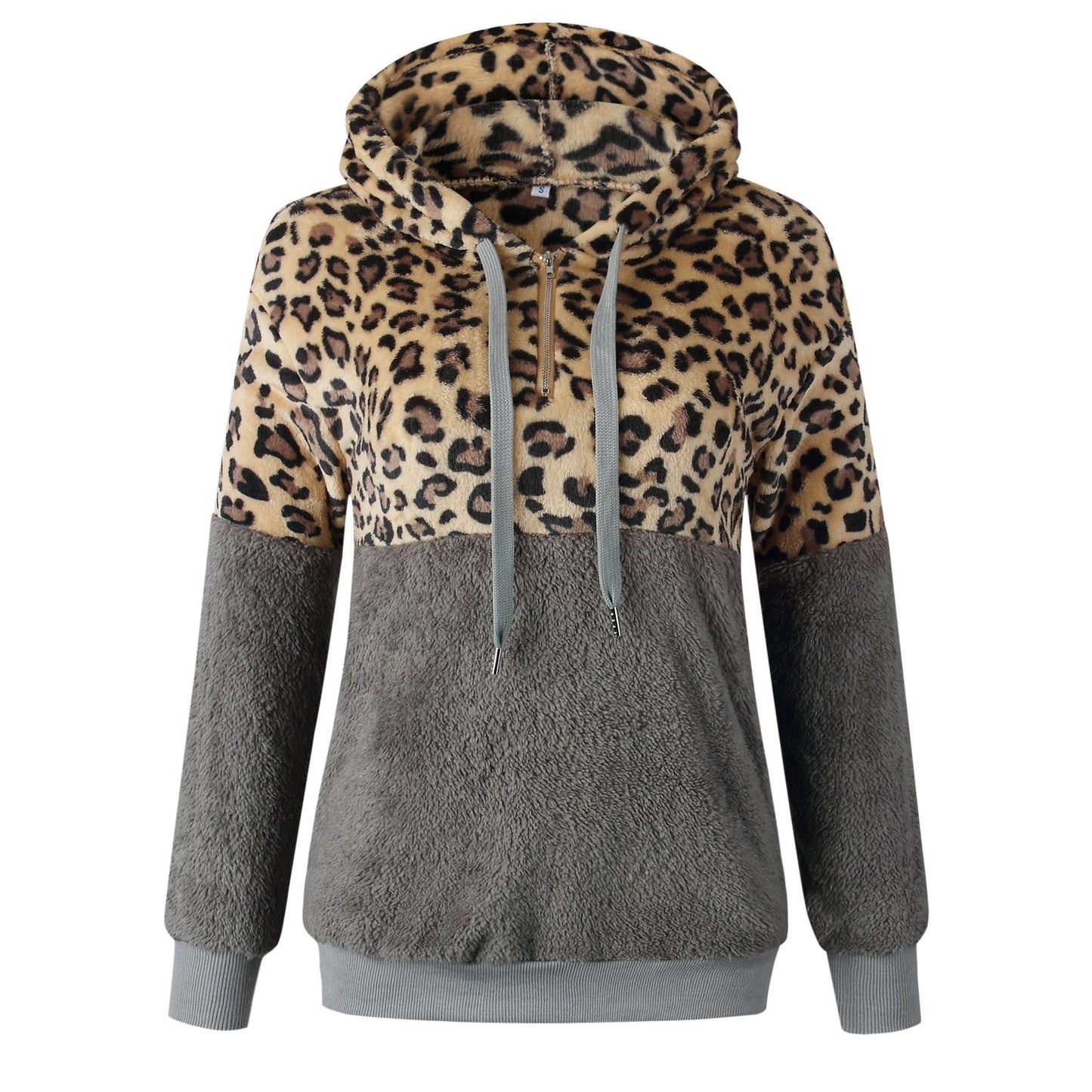 Teddy pullover - extremely warm and cozy hoodie with stylish leopard pattern for spring