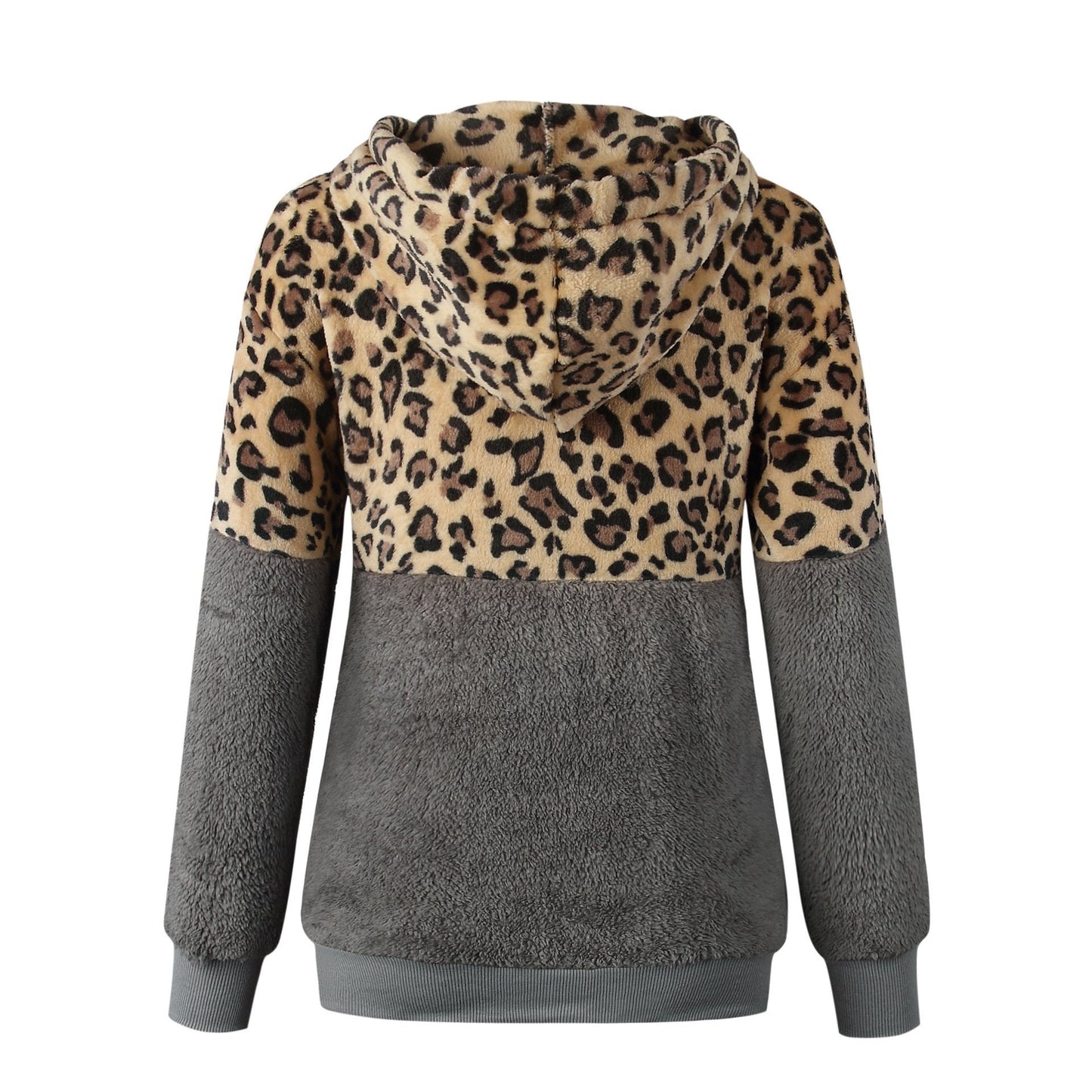 Teddy pullover - extremely warm and cozy hoodie with stylish leopard pattern for spring