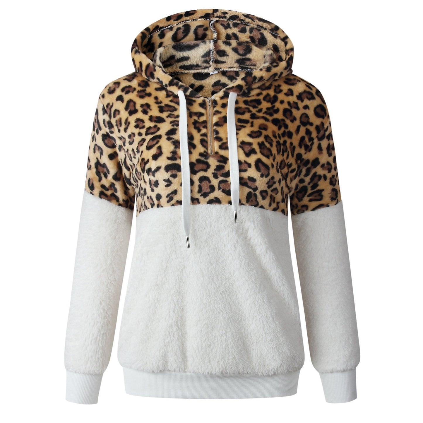 Teddy pullover - extremely warm and cozy hoodie with stylish leopard pattern for spring