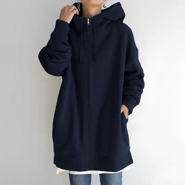 Kerenza - cozy fleece sweater with hood and zipper