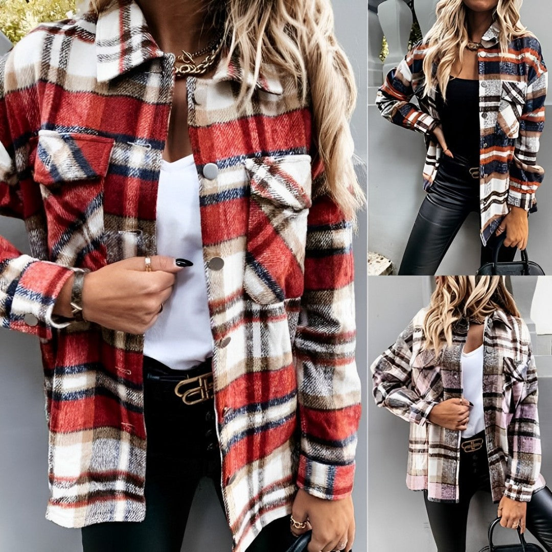 Gagudrun - warm checked shirt jacket with buttons