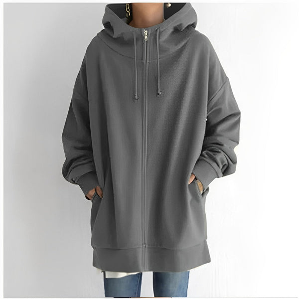 Kerenza - cozy fleece sweater with hood and zipper