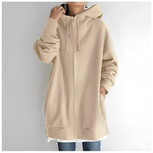 Kerenza - cozy fleece sweater with hood and zipper