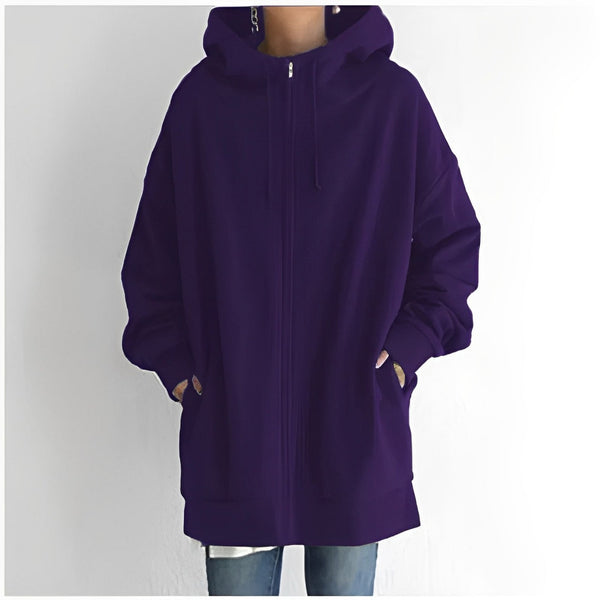Kerenza - cozy fleece sweater with hood and zipper
