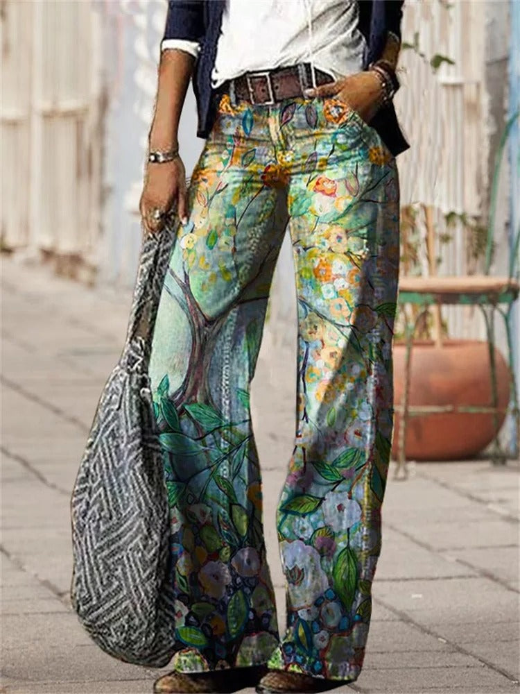 Olivette - high quality cotton twill denim trousers