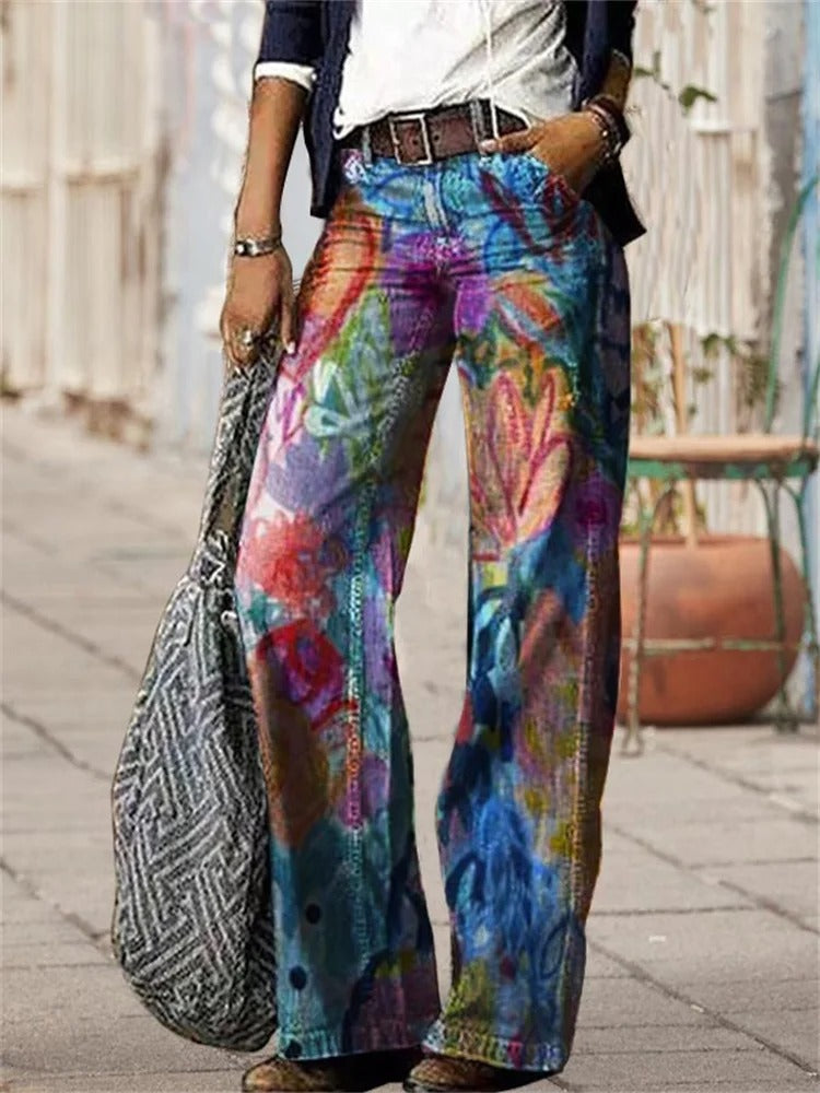 Olivette - high quality cotton twill denim trousers