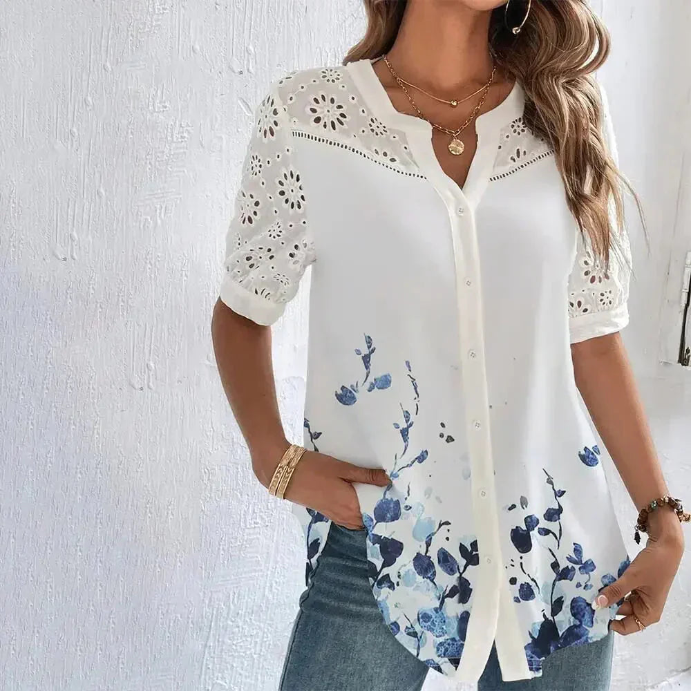 Margaret - short sleeve lace blouse