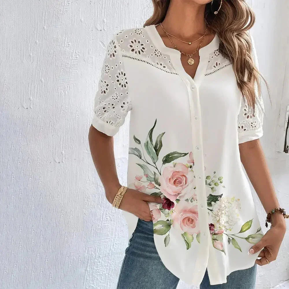 Margaret - short sleeve lace blouse
