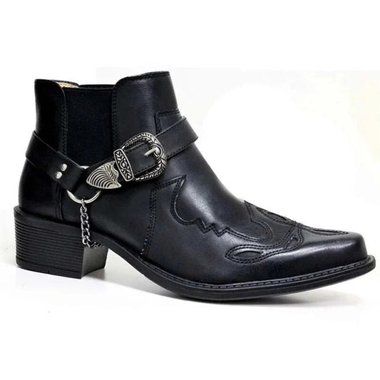 Men's leather cowboy motorcycle boots - Gillis