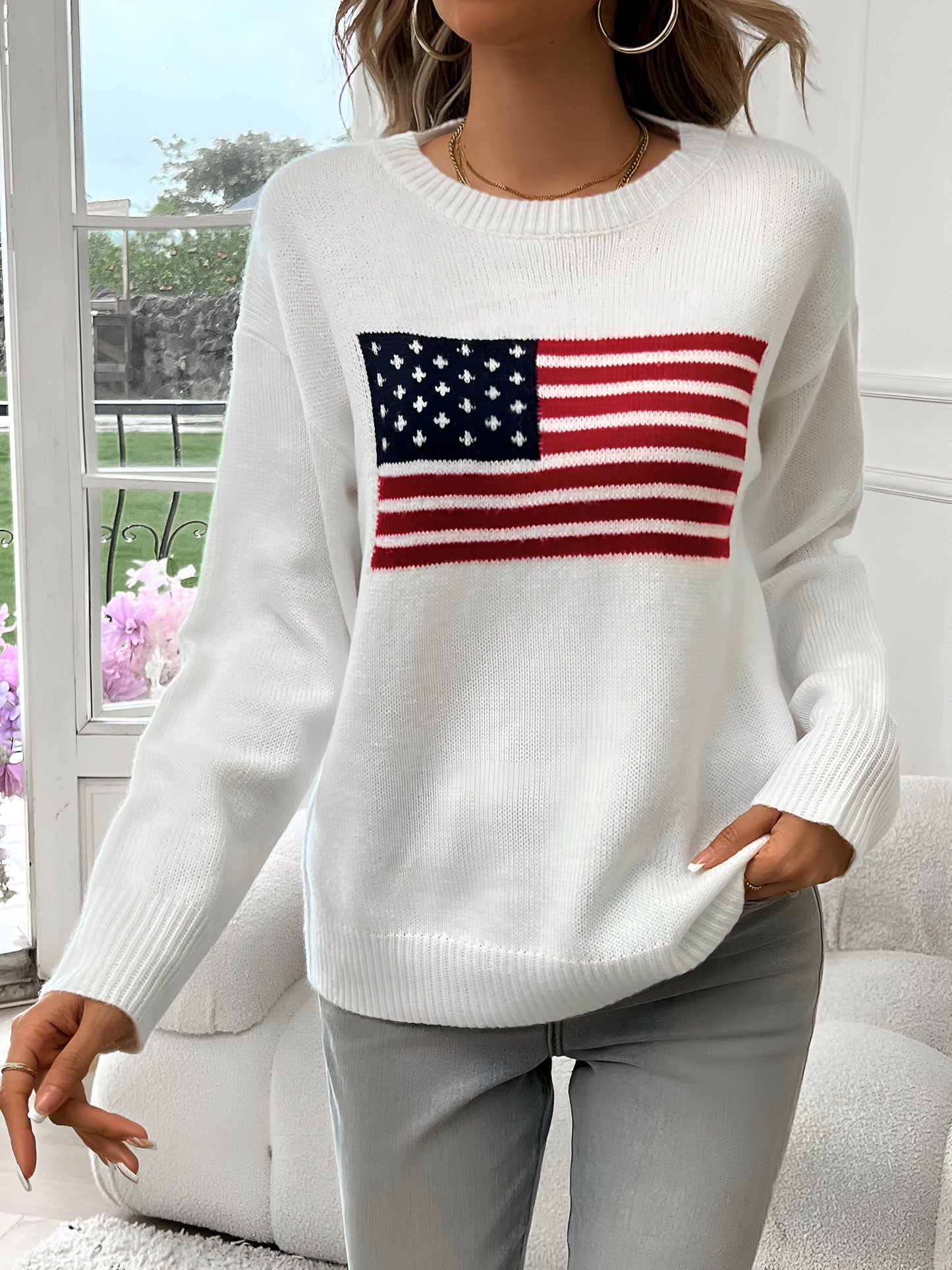 Livia - american flag crew neck sweater